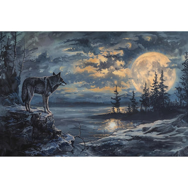 Wolf Howling at the Moon Canvas